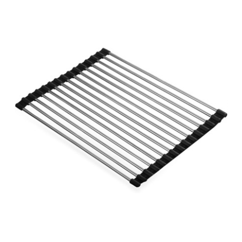 Stainless Steel 304  Silicone Foldable Roller Mat  Drain Rack Kitchen Sink Roller Mat Featured Image