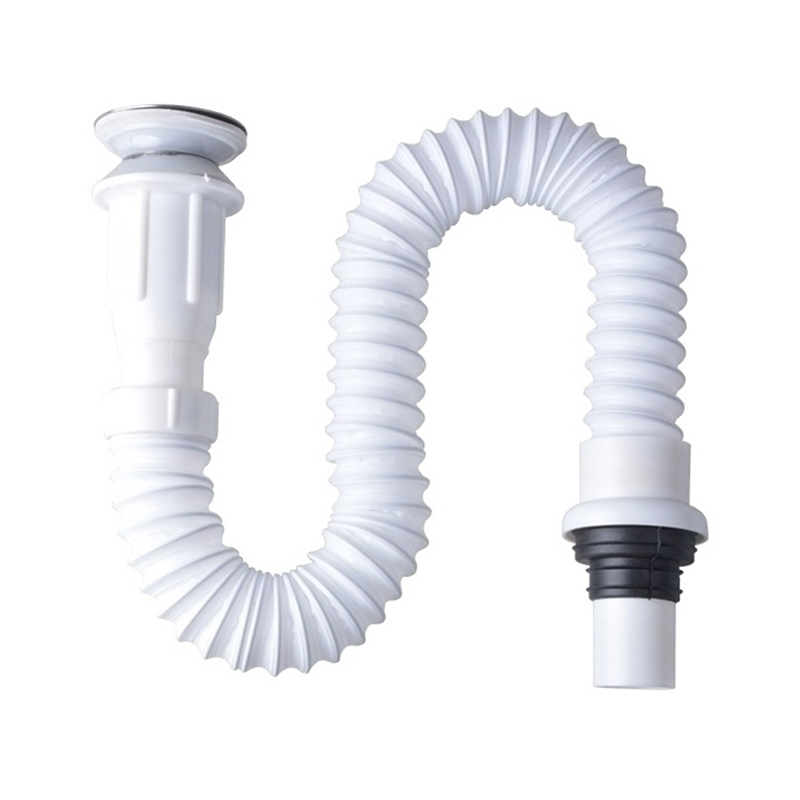 Universal Wash Basin Sink 1-1/4 Inch Install Diameter Plastic Flexible and Expandable Drain Pipe for Kitchen Bathroom Sink