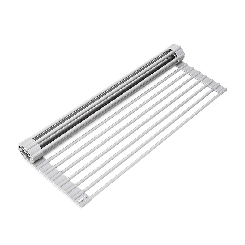 Stainless Steel 304  Silicone Foldable Roller Mat  Drain Rack Kitchen Sink Roller Mat
