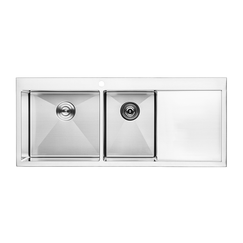Hot Sale Stainless Steel 304 Handmade Undermount Kitchen Sink Single Bowl with Drainboard