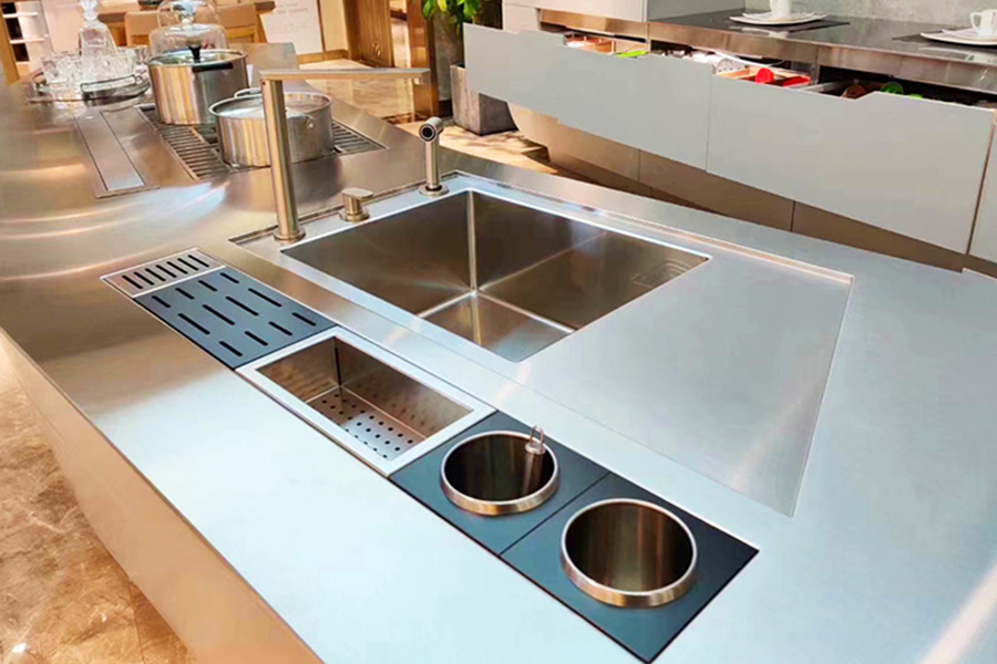 High-End Customized Stainless Steel Durable Cooking Countertop Included Kitchen Sink and Range hood and Cooking Stove