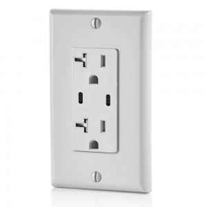 2021 Latest Design White Double Socket With Usb - FTR20DC Dual USB Charger Type C Wall Outlet 20Amp Receptacle – Fahint