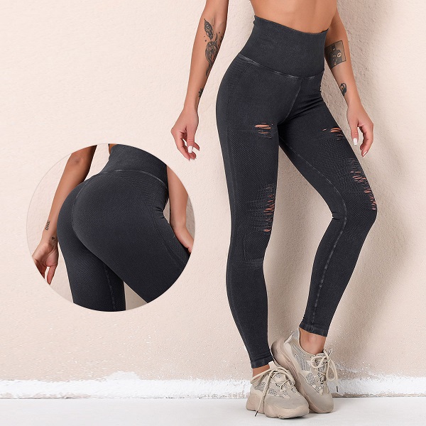 Wholesale Ripped Hole Seamless High-Rise Yoga Pants: Elevate Your Fitness Apparel Collection | ZHIHUI