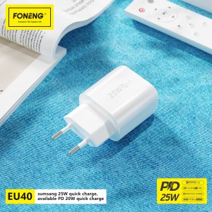 EU40 USB-C Super Fast Charging PD 25W Wall Charger (EU Plug)