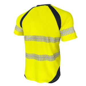 पुरुषहरूको उच्च दृश्य सुरक्षा कार्य टी शर्ट परावर्तक छोटो बाहुला