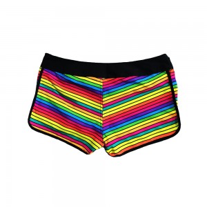 Shorts da tavola in cintura solida stampata a strisce Shorts da spiaggia per donne è ragazze