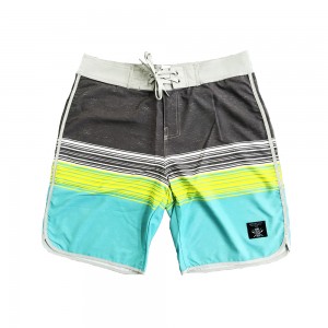 Mga Lalaki nga Stripes Printing Board Shorts Bathing Board Trunks Beach Shorts nga May mga bulsa sa likod