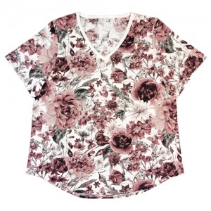 Grandes camisetas con estampado floral na primavera e no verán con boa sensación de man para mulleres