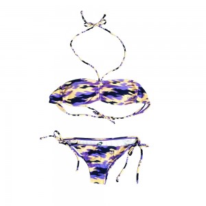 Printing Triangle Bikini set, swimwear with Tie at Neck and Back