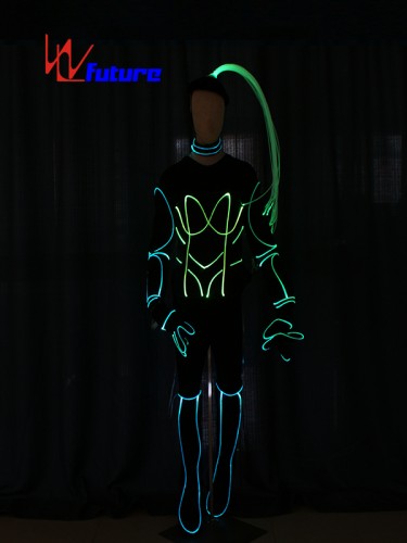 Fiber optic luminous costume with hair, boots, gloves For Show WL-0223