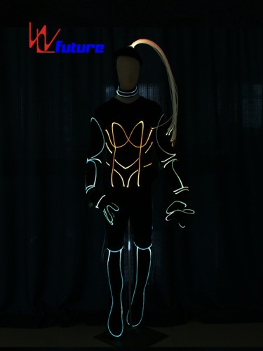 Fiber optic luminous costume with hair, boots, gloves For Show WL-0223