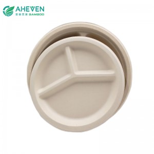 China Manufacture Eco 3 Compartment Bagasse Plate Sa 9 Inch