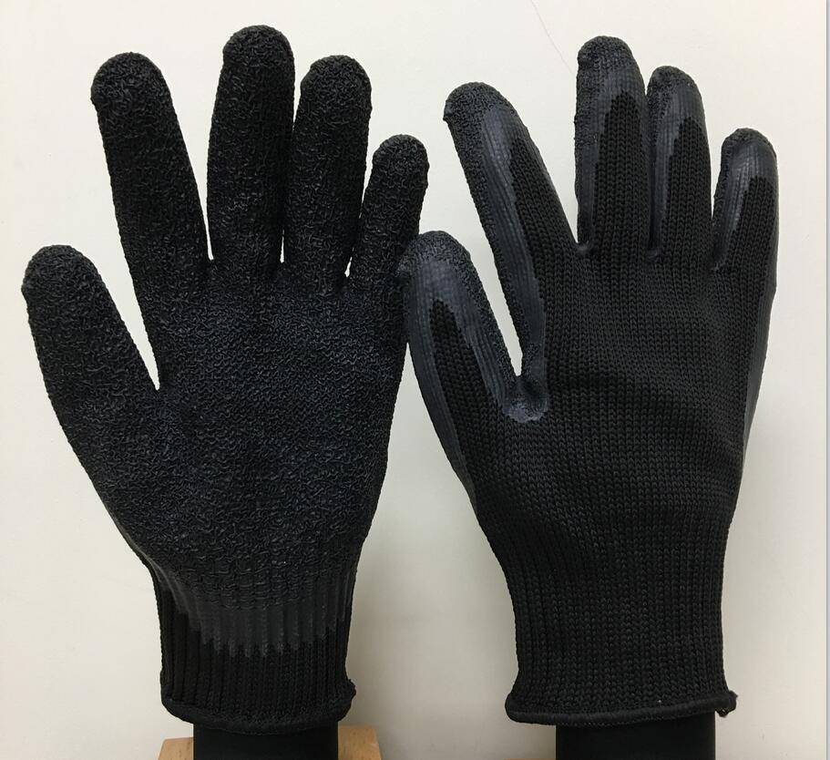 Level F Cut Resistant working glove with steel fiber with latex coating ITEM NO.DMLA508B-F