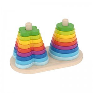 Double Rainbow Stacker | Wooden Ring Set | Toddler Game