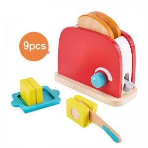 Little Room red wood kitchen accessories Educational real mini Pretend role paly kids wooden toaster toy set to play