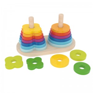 Double Rainbow Stacker | Wooden Ring Set | Toddler Game
