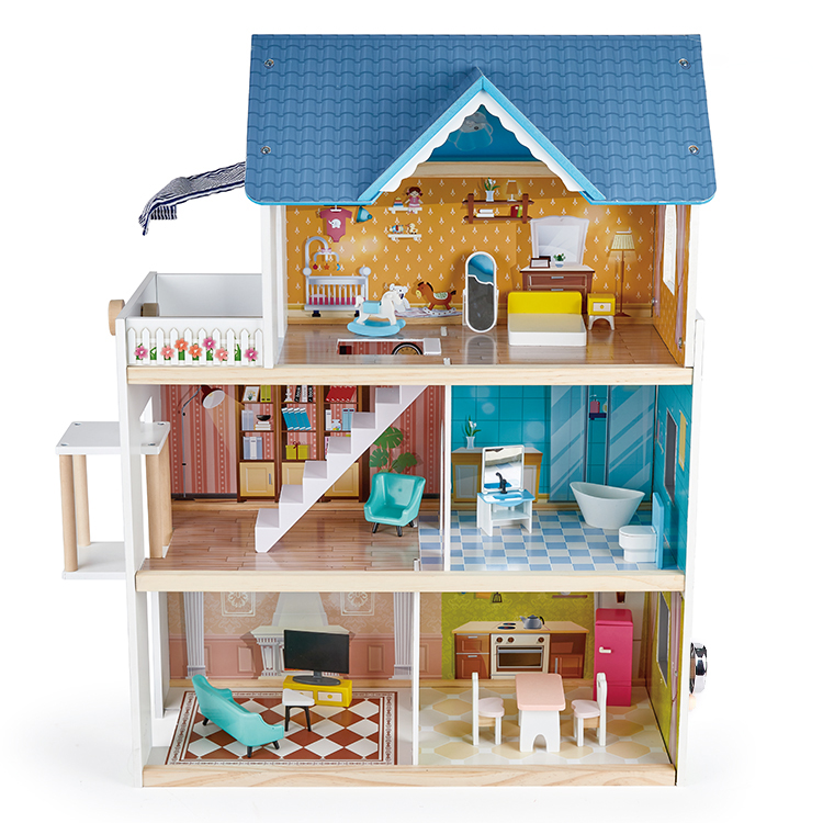 Little Room Dollhouse with Furniture | Wooden Play House with Accessories for Age 3+ Years