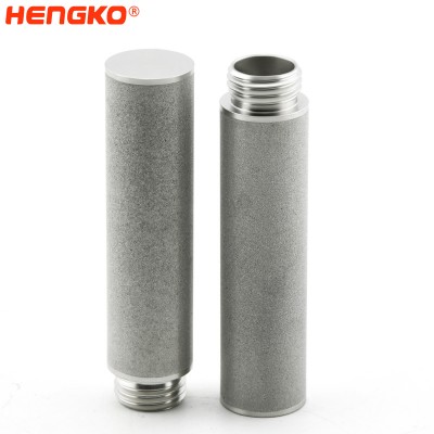 Filtër çelik inox metalik poroz i personalizuar 316L pluhur i sinterizuar HENGKO me metal me fileto të jashtme të përdorur në silenciator