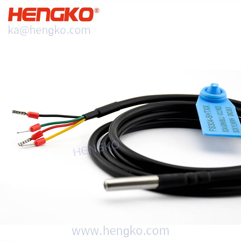 ការស៊ើបអង្កេតសំណើមក្តៅថោកពីរោងចក្រ - ដែកអ៊ីណុកមិនជ្រាបទឹក IP67 316 micron porous sintered temperature humidity sensor seal probe with cable - HENGKO