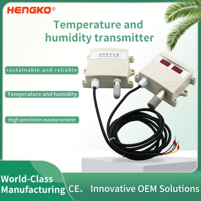 Transmitter för lufttemperatur och relativ fuktighet med skyddskåpa av rostfritt stål med porositetsskydd som används för jordbruksväxthus