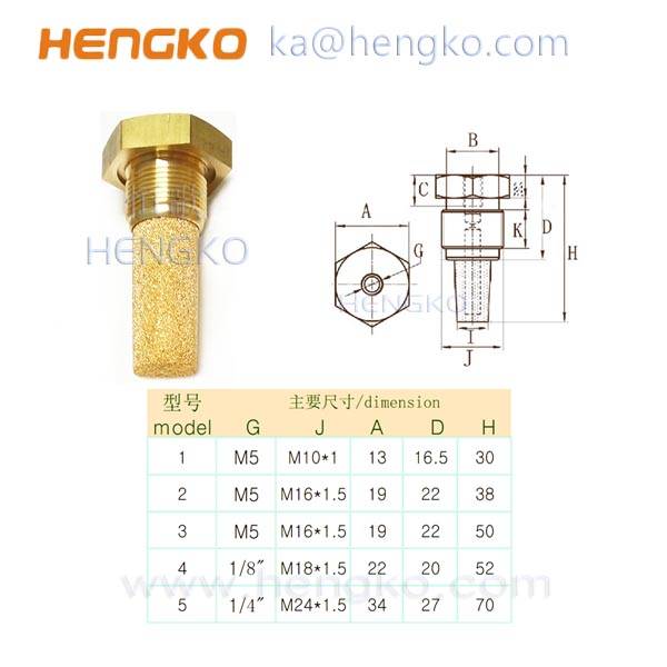 Cenu saraksts saķepinātam gaisa akmenim - HENGKO saķepināts porains metāls Pneimatiskie komponenti/ trokšņa slāpētājs, kas samazina gaisa solenoīda vārstu troksni - HENGKO
