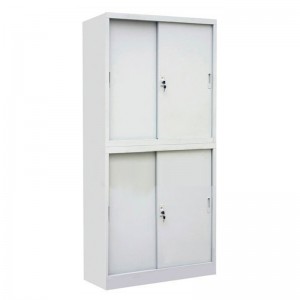 HG-476-01 2-Tier Steel Sliding Door Cabinet Upper/Lower Sliding Configuration