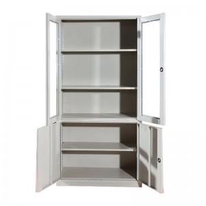 HG-010 Swing Door Upper Glass Lower Steel Steel Filing Cabinet / Knock Down Metal Stationery Cupboard