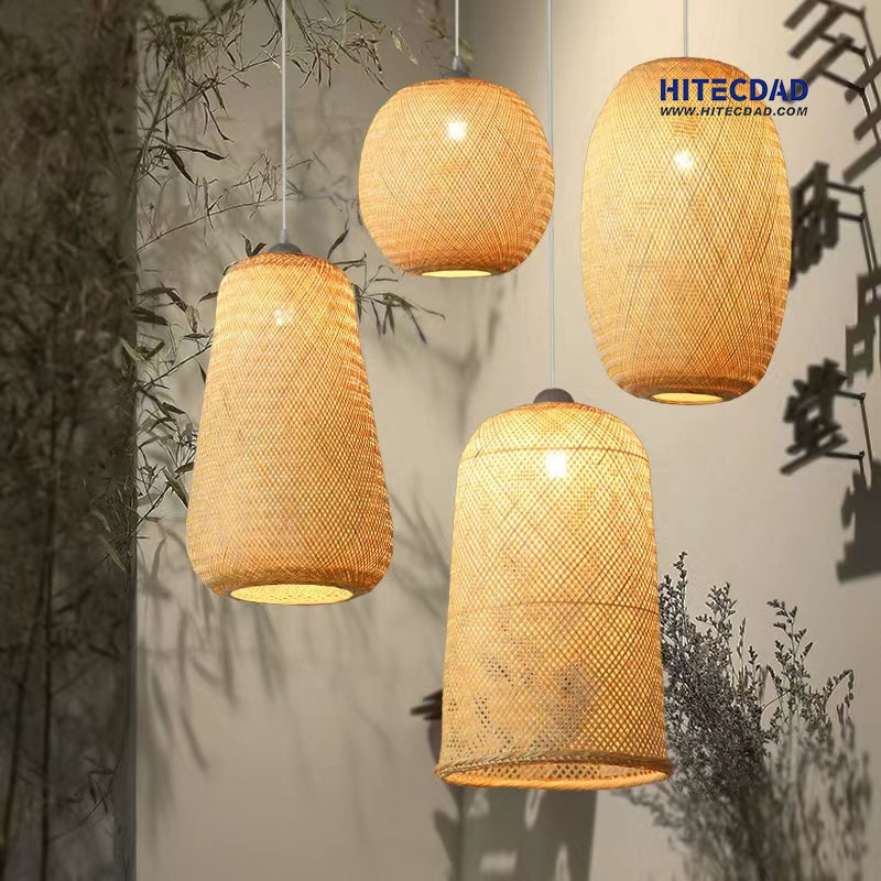 Vintage dekorativa bambu vävda lampor