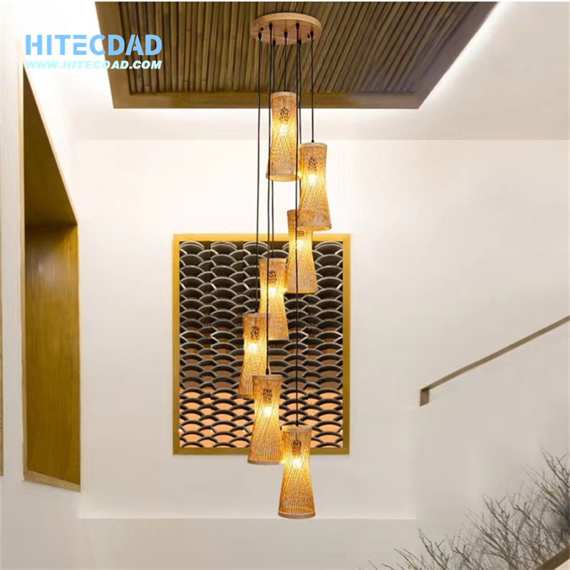 Zen bambusová tkaná lampa hotelová lampa pro hosty