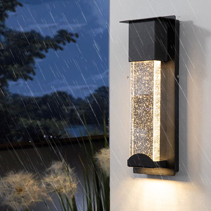 HITECDAD LED Bubble Wall Mount Light Modern Outdoor Indoor Wall lamp in Matte Black Finish with Essence Bubble Glass