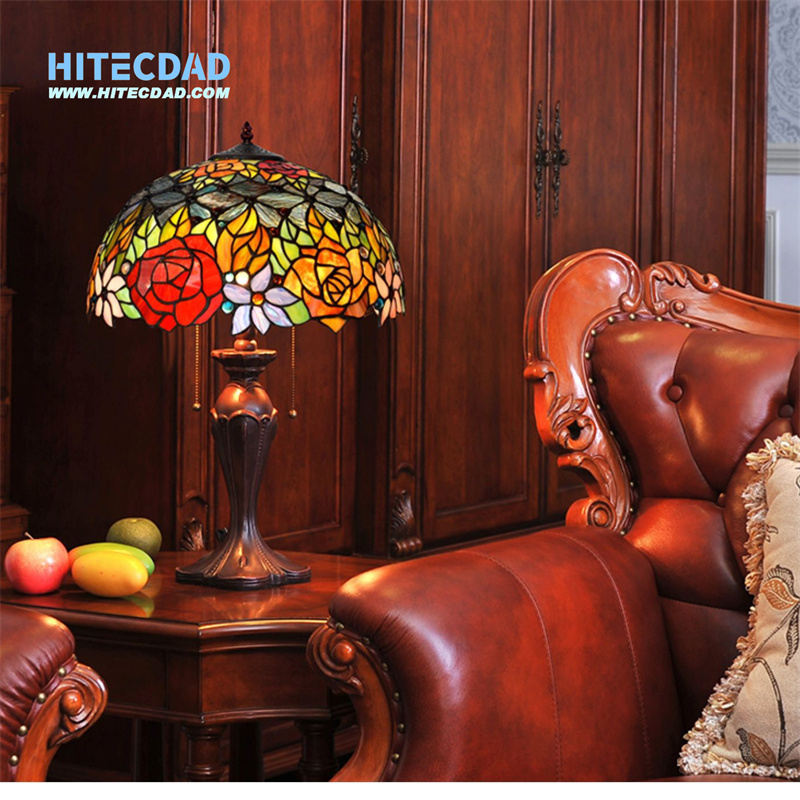 Lampă de sufragerie romantică vintage cu vitralii