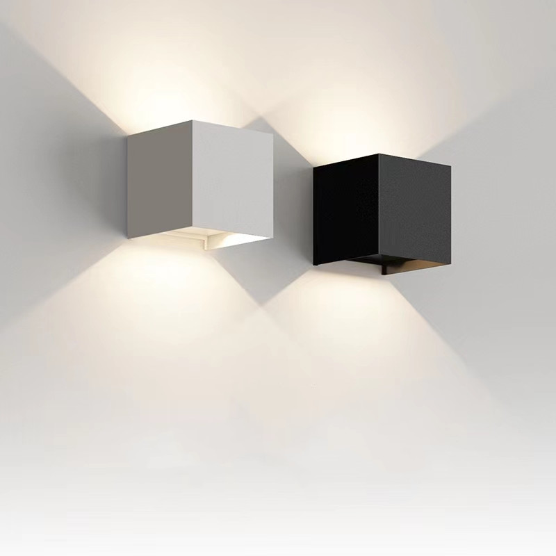 HITECDAD LED alumīnija sienas lampa IP65 ūdensizturīga melna moderna modes kvadrātveida sienas lampa