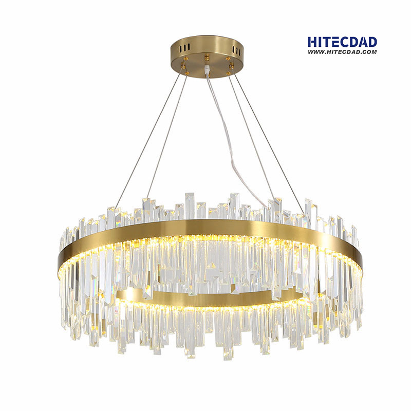 Light Luxury High-end Luxury Living Room Main Light Stainless Steel Crystal Pendant Light