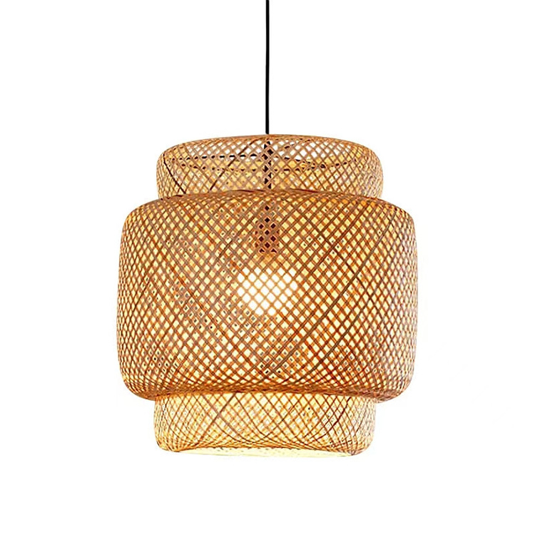 Hitecdad Retro E27 Bamboo Hanging Lamp Chandelier foar Restaurant Cafe Tea House