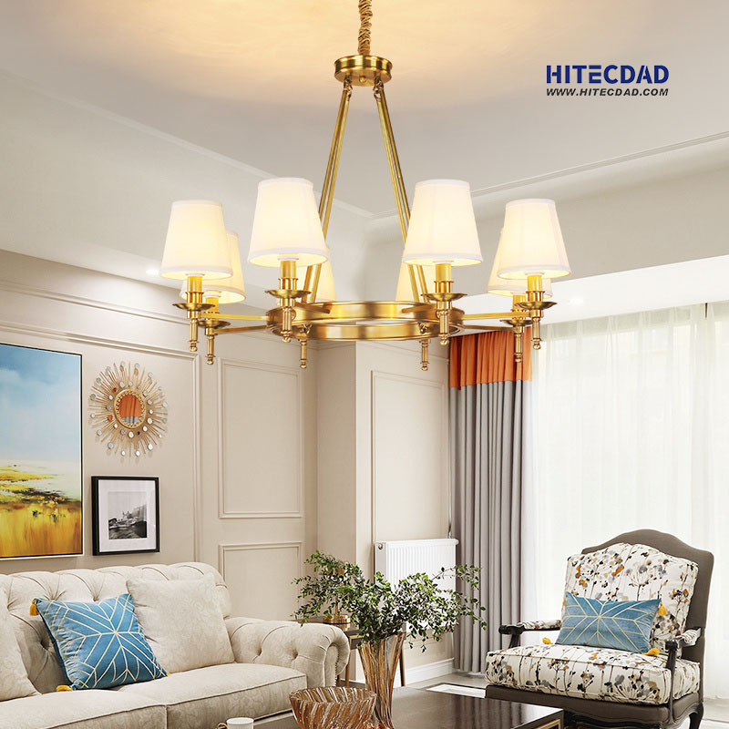 Lahat ng tanso na American garden living room dining room chandelier