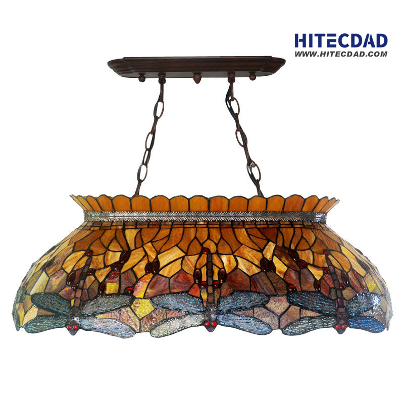 Kreatywna lampa w kształcie ważki Tiffany amerykańska retro luksusowa lampa wisząca do jadalni w holu