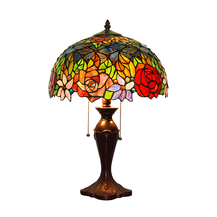 HITECDAD Art galss Red Rose Antique Tiffany Lamp na Karatun Karatu