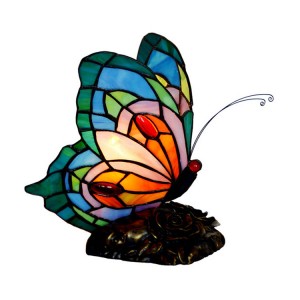 Factory Outlets Magnetic Dining Light - HITECDAD Blue Fairy Stained Glass Shade Tiffany Beside Lamp – Hitecdad