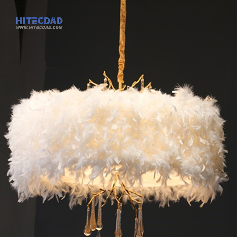 នារី Nordic បុគ្គលិកលក្ខណៈរ៉ូមែនទិក feather chandelier