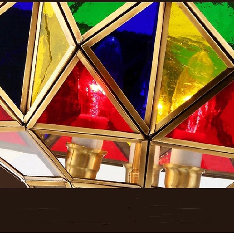 HITECDAD abajur din sticlă lampă arabă retro lanternă candelabru de lux cupru auriu sufragerie restaurant pandantiv
