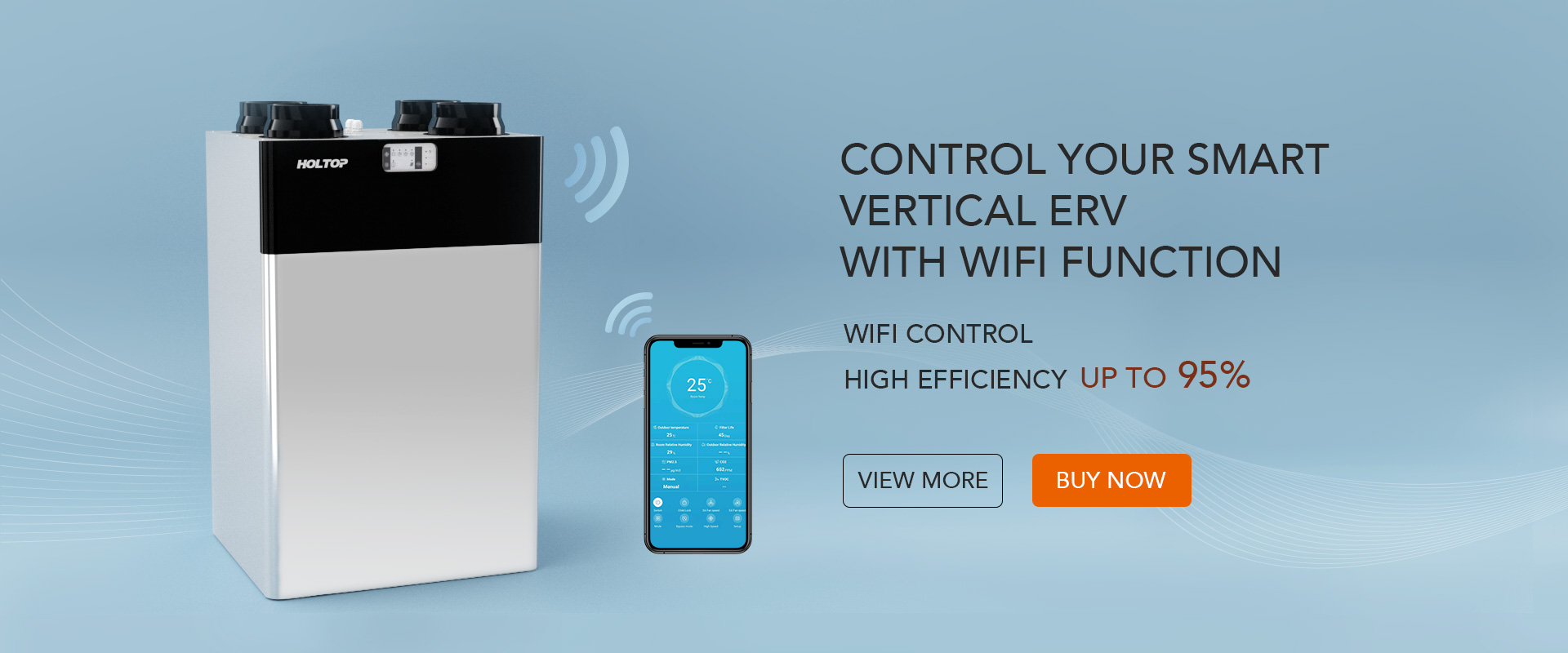 VRC vertical intelligent amélioré par Holtop avec fonction WiFi