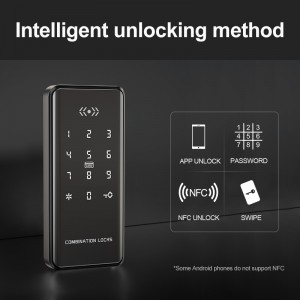 Trije biometrysk fingerprint-kastslot mei Bluetooth Tuya Smart App Keyless kabinetslot is geskikt foar hûs- of kantoarmeubels FCC-sertifisearre houten ladekastslot