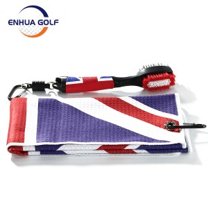 England Flag Golf Towel+Golf Club Groove Cleaner Brush