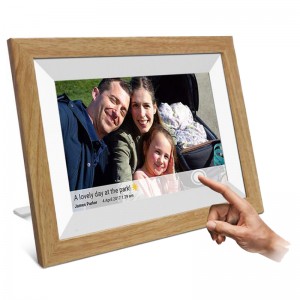 Cyfrowy wyświetlacz artystyczny z drewna dębowego Aplikacja Frameo Cyfrowa ramka na zdjęcia Wi-Fi umożliwia udostępnianie zdjęć przez telefon