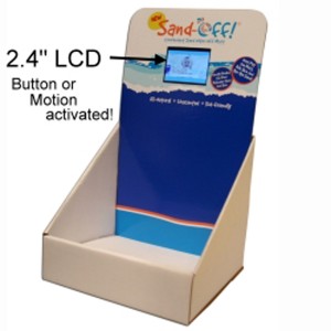 Pasaraya runcit LCD Screen Digital Cardboard Floor Display Stand Untuk Promosi Main Semula Multimedia