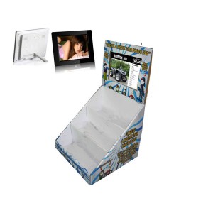 Supermarket e rekisoang LCD Screen Digital Cardboard Floor Display Stand For Multimedia Playback Promotion