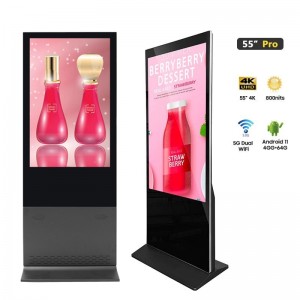 55 Duim binnenshuise LCD Digital Signage Vertikale Android Windows Kapasitiewe Vloer Stand digitale Kiosk