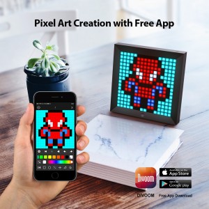 Pasgemaakte wifi-beheer Pixel Art Digitale prentjieraam elektroniese vertoonbord met weerklok LED-vertoonborddekor