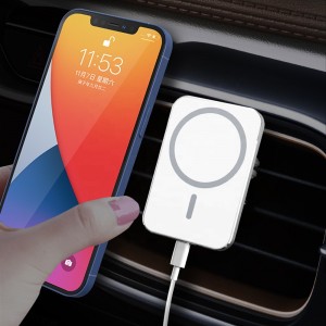 Încărcător magnetic cu suport pentru mașină, fără fir, cu încărcare rapidă Qi de 15 W, pentru iPhone 12 Pro Max Magsafe cu suport pentru telefon
