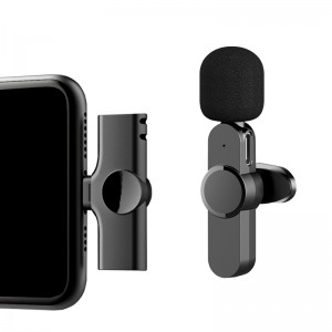 iPhone 12 11 7 8 X XS XR કન્ટેન્ટ લાઇવ સ્ટ્રીમ માટે વાયરલેસ લાવેલિયર માઇક્રોફોન